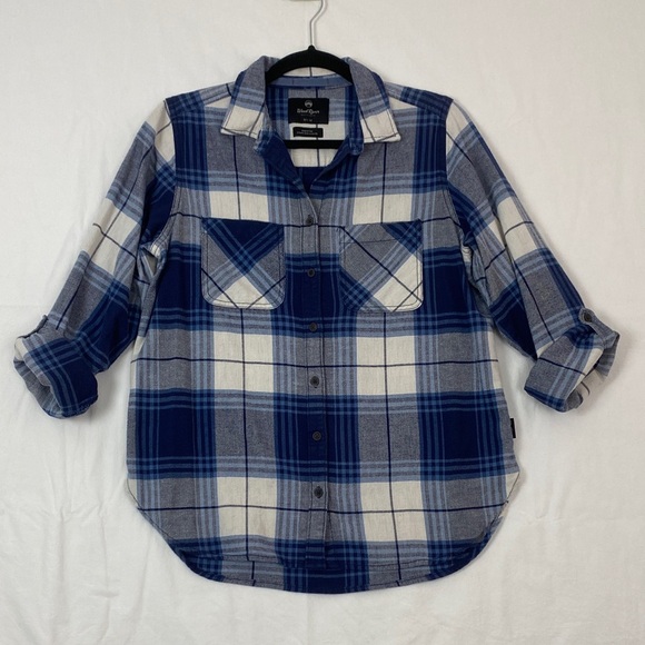 WindRiver Flannel Shirt Plaid with Roll Tab Sleeves - Picture 1 of 8